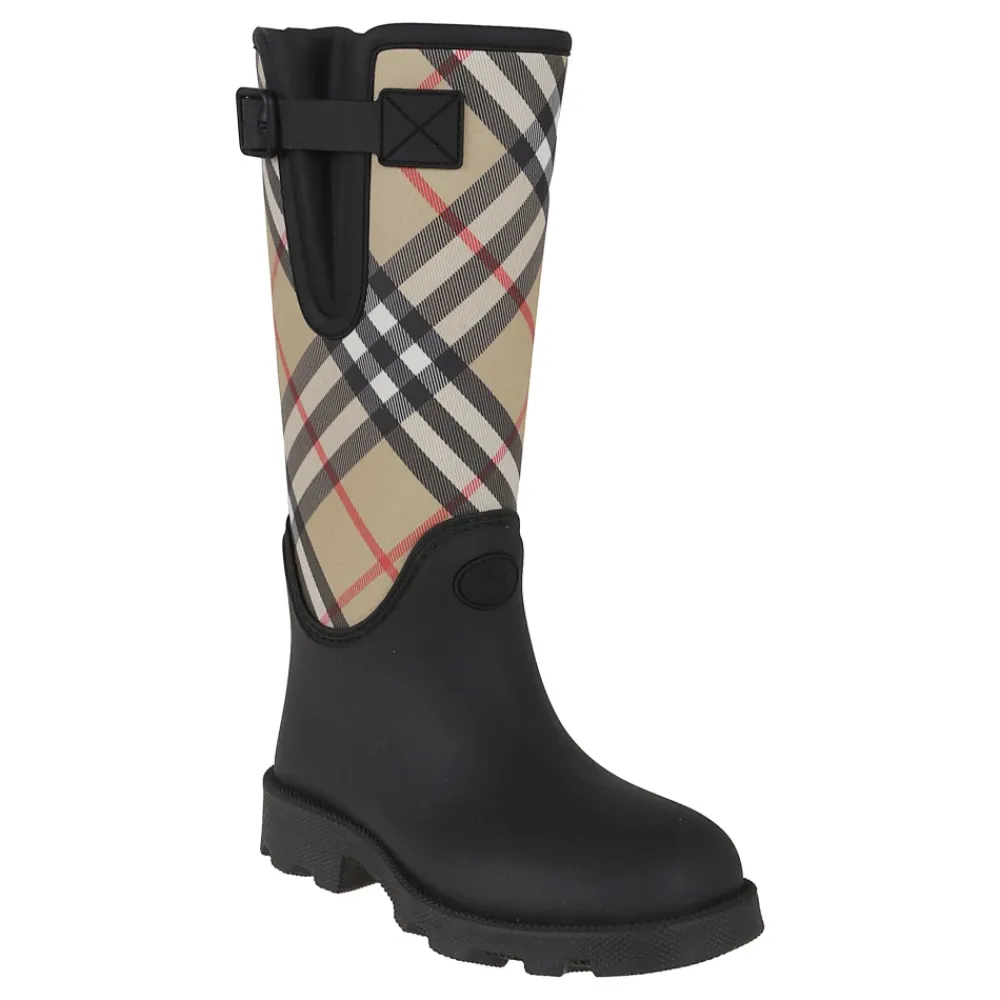 DAMES Burberry Laarzen^Zwarte enkellaarsjes met ruiterontwerp