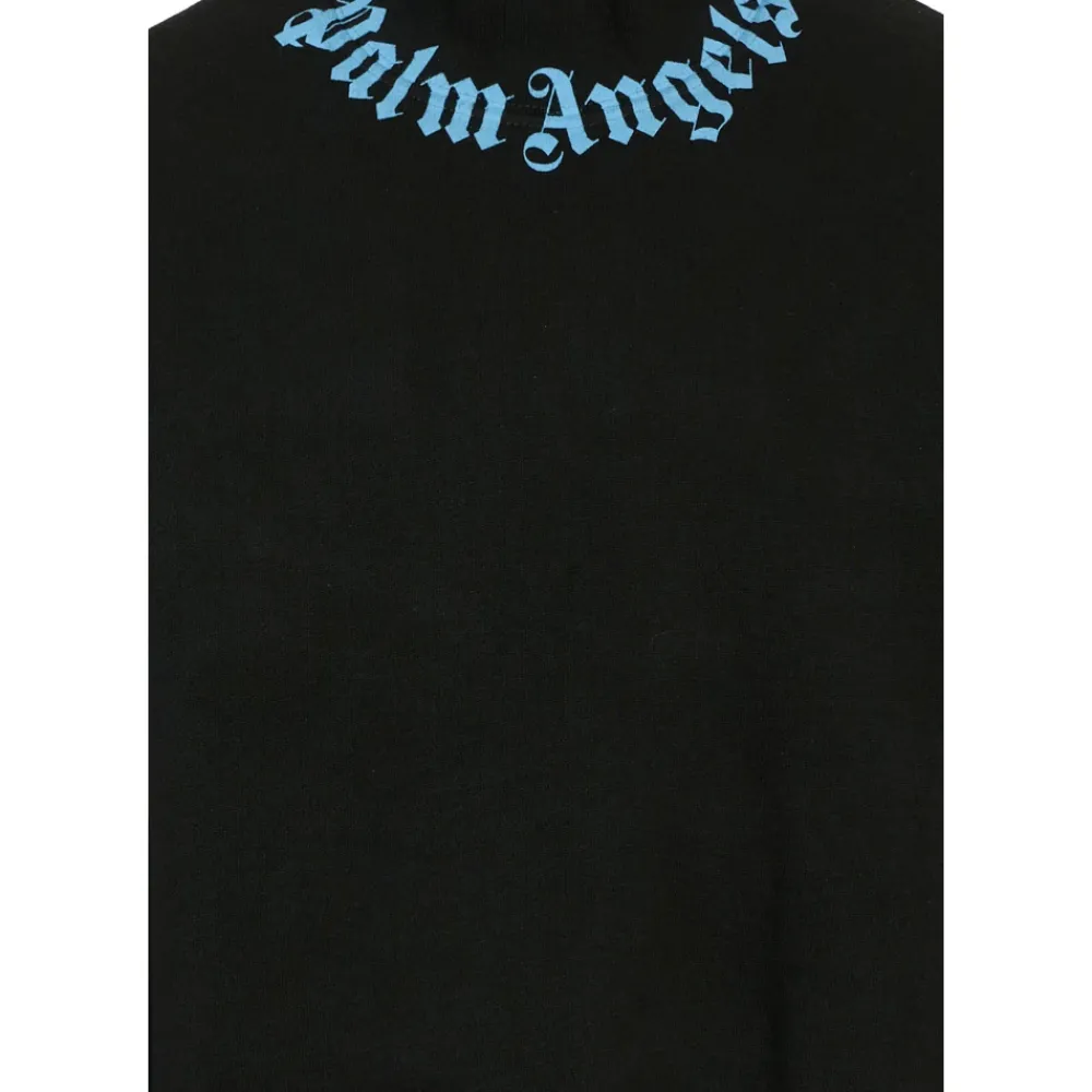 Palm Angels Bovenkleding^e Fleece Katoenen Sweatshirt met Blauw Logo