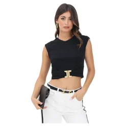 DAMES Elisabetta Franchi e Geknipte Diamantplaat T-shirt