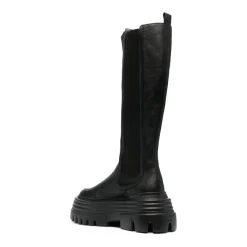 DAMES Bally Chelseaboots^e Kalfsleren Lange Laarzen met Structuur