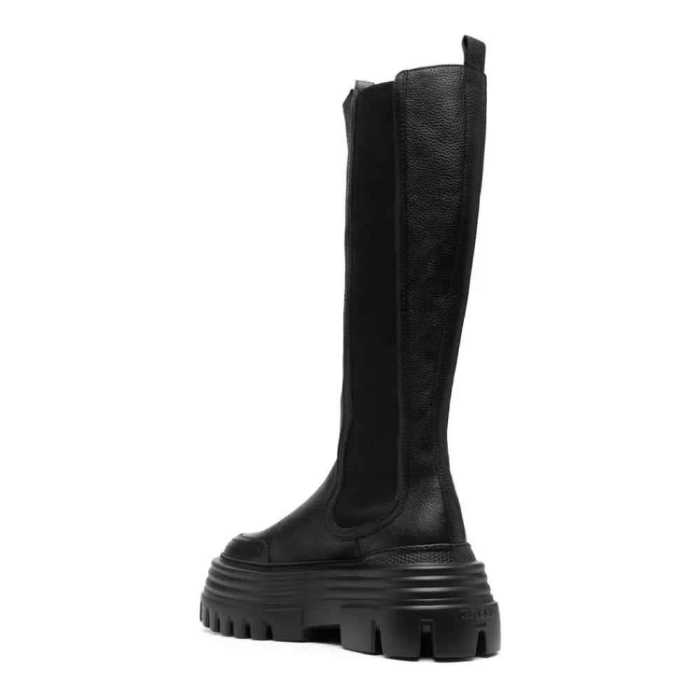 DAMES Bally Chelseaboots^e Kalfsleren Lange Laarzen met Structuur