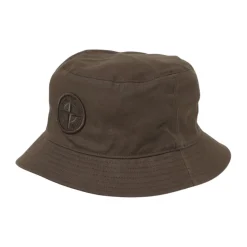 Heren Stone Island Zwarte Katoenen Bucket Hat Stijlvol Ontwerp