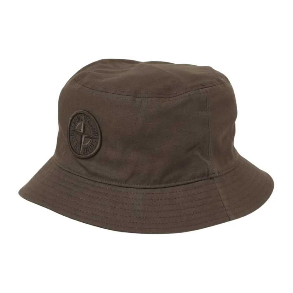 Heren Stone Island Zwarte Katoenen Bucket Hat Stijlvol Ontwerp