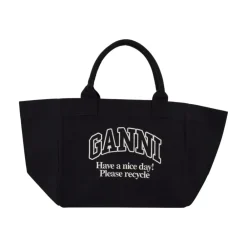 DAMES Ganni e Katoenen Logo Shopper Tas