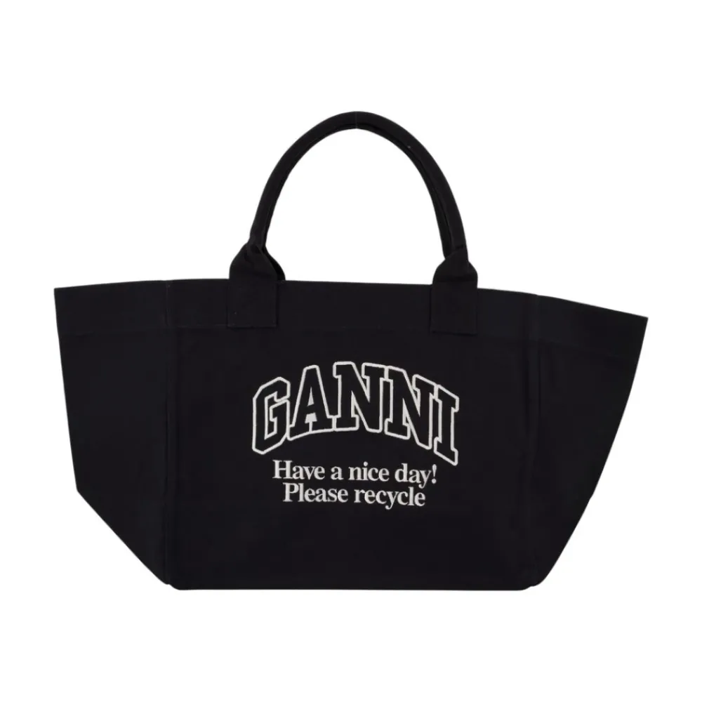 DAMES Ganni e Katoenen Logo Shopper Tas