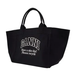 DAMES Ganni e Katoenen Logo Shopper Tas