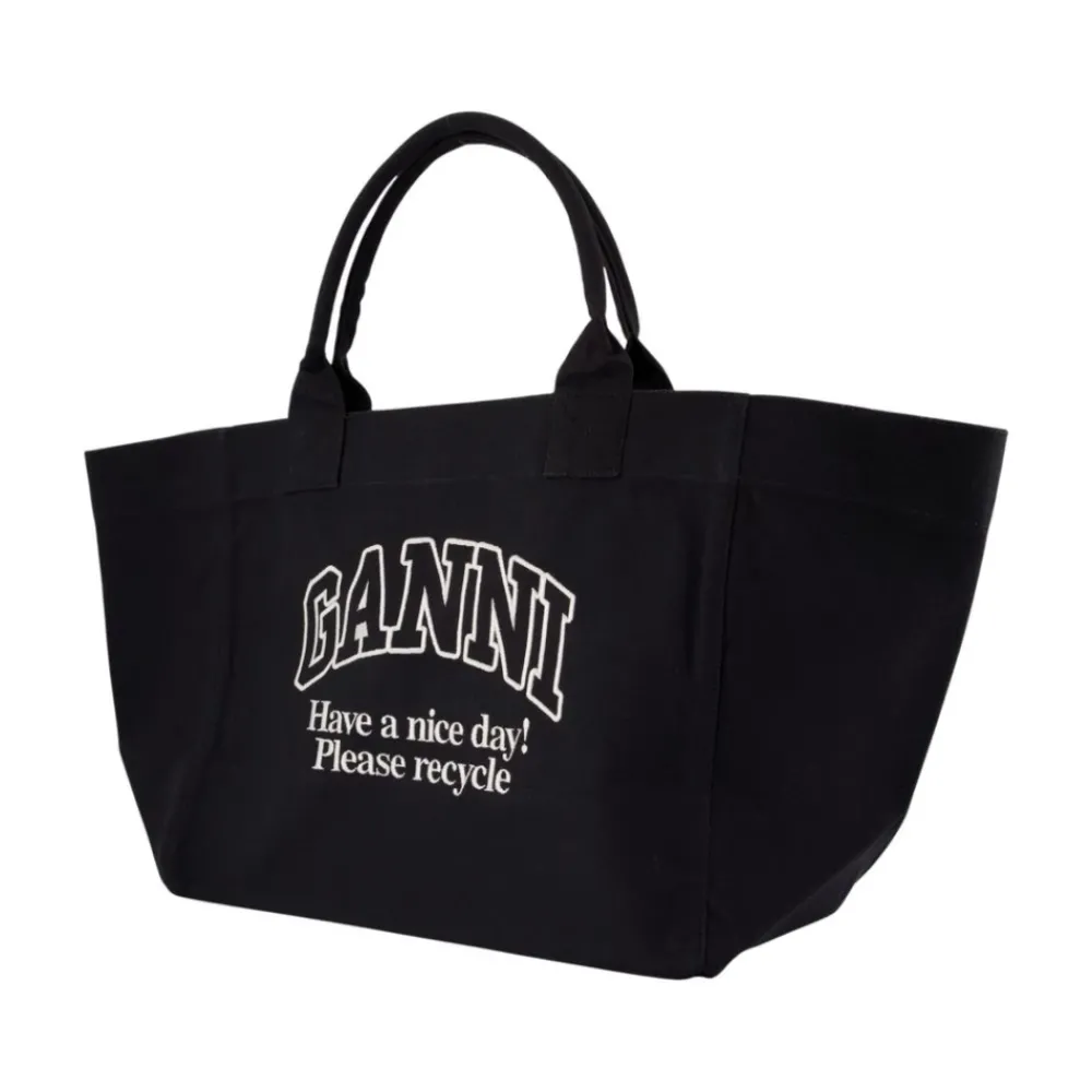 DAMES Ganni e Katoenen Logo Shopper Tas
