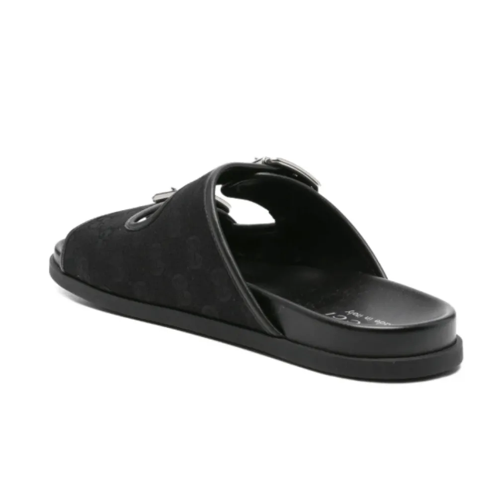 Heren Gucci e Leren Dubbele Gesp Sandalen