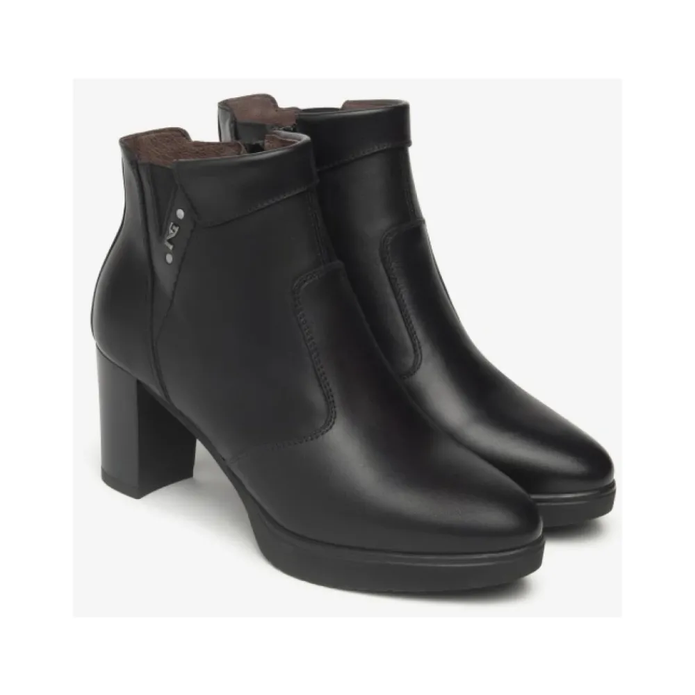 DAMES Nerogiardini Enkellaarsjes^e leren enkellaarsjes met blokhak