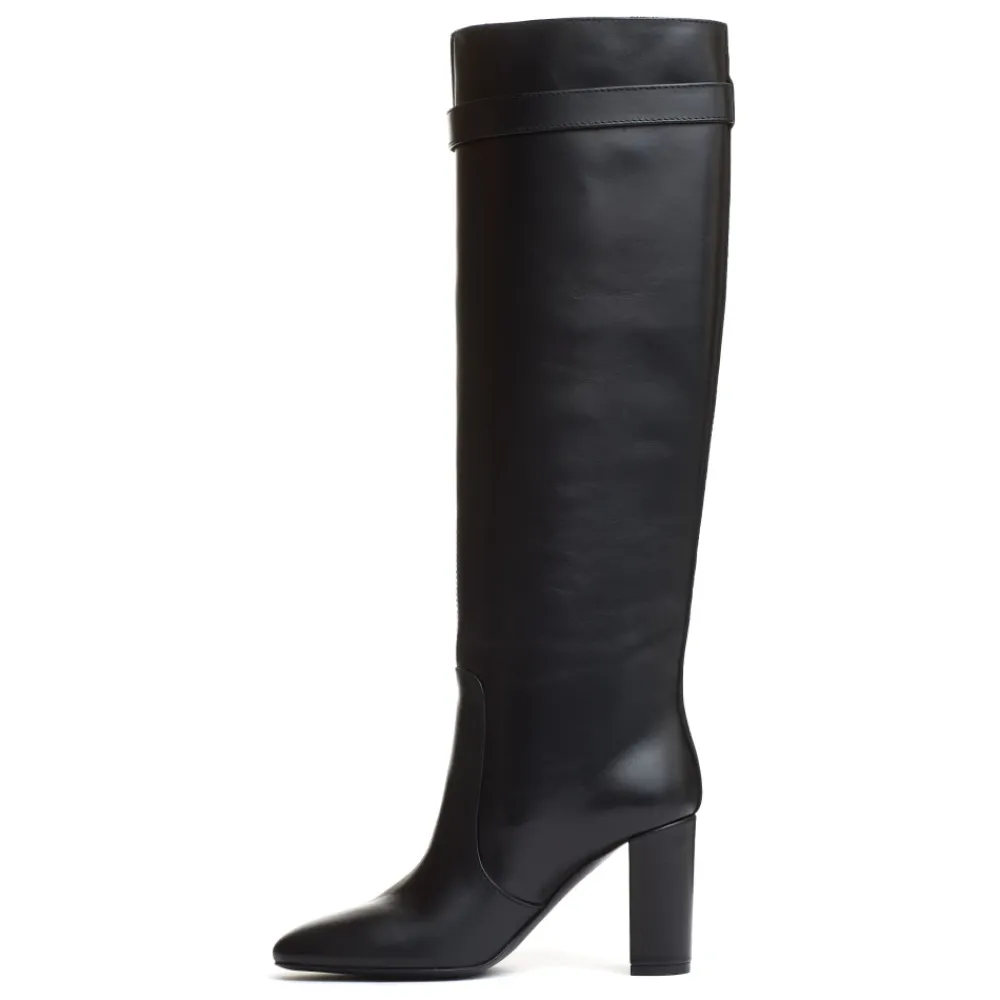 DAMES Via Roma 15 Enkellaarsjes^e leren hoge hak laarzen