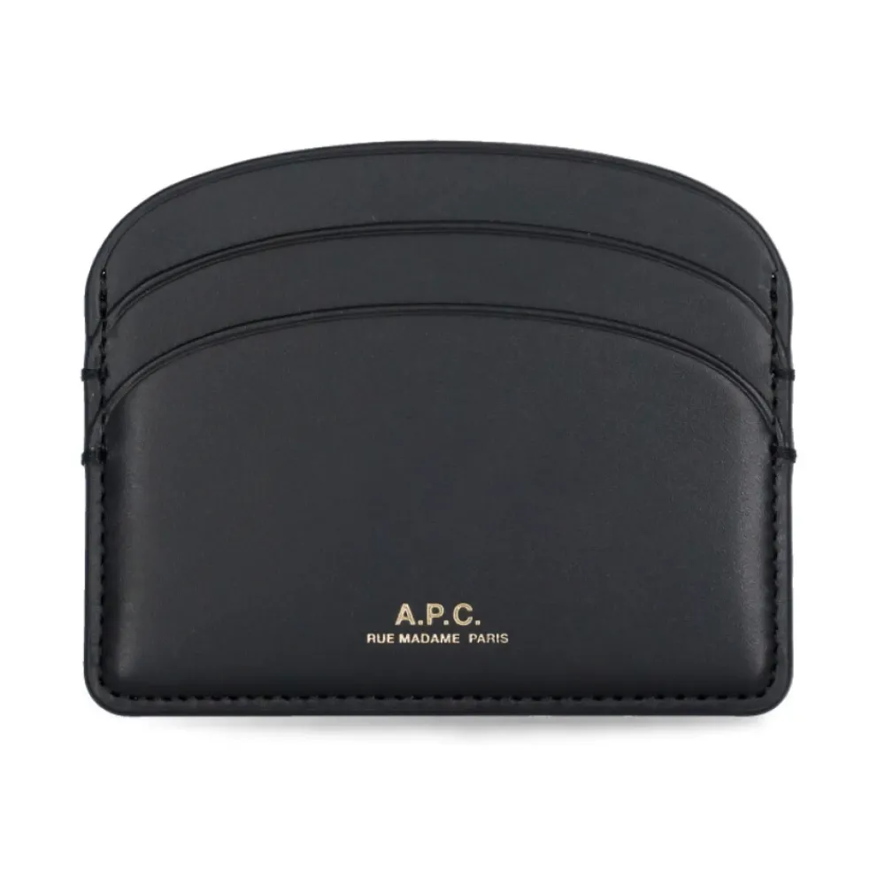 DAMES A.P.C. Portefeuilles^e leren kaarthouder met gouden logo