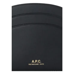 DAMES A.P.C. Portefeuilles^e leren kaarthouder met gouden logo