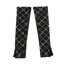 DAMES Dolce & Gabbana Handschoenen^e Leren Kristallen Kralen Vingerloze Handschoenen