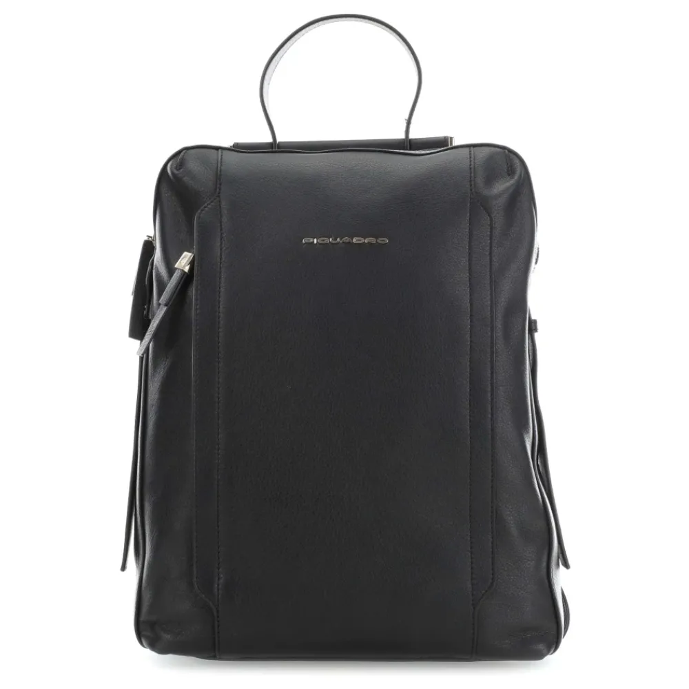 DAMES Piquadro e leren laptoptas met voorvak met rits