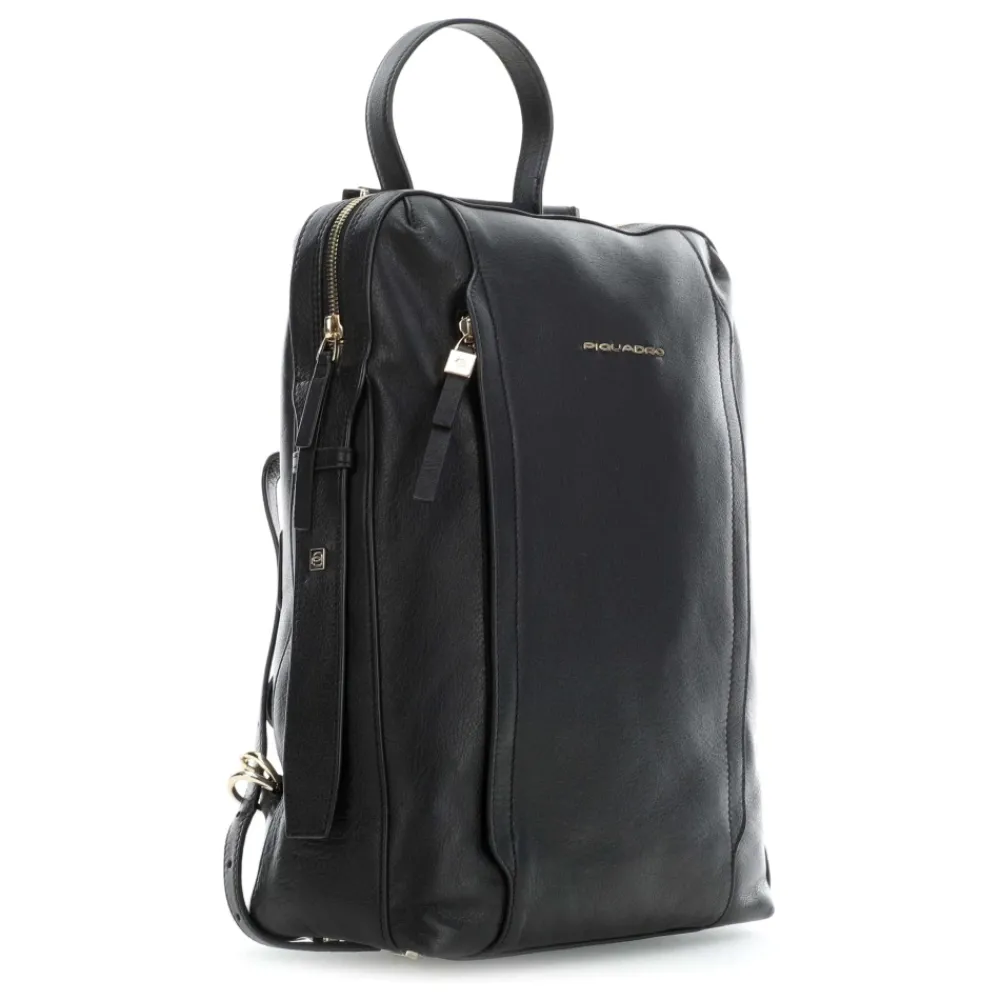 DAMES Piquadro e leren laptoptas met voorvak met rits