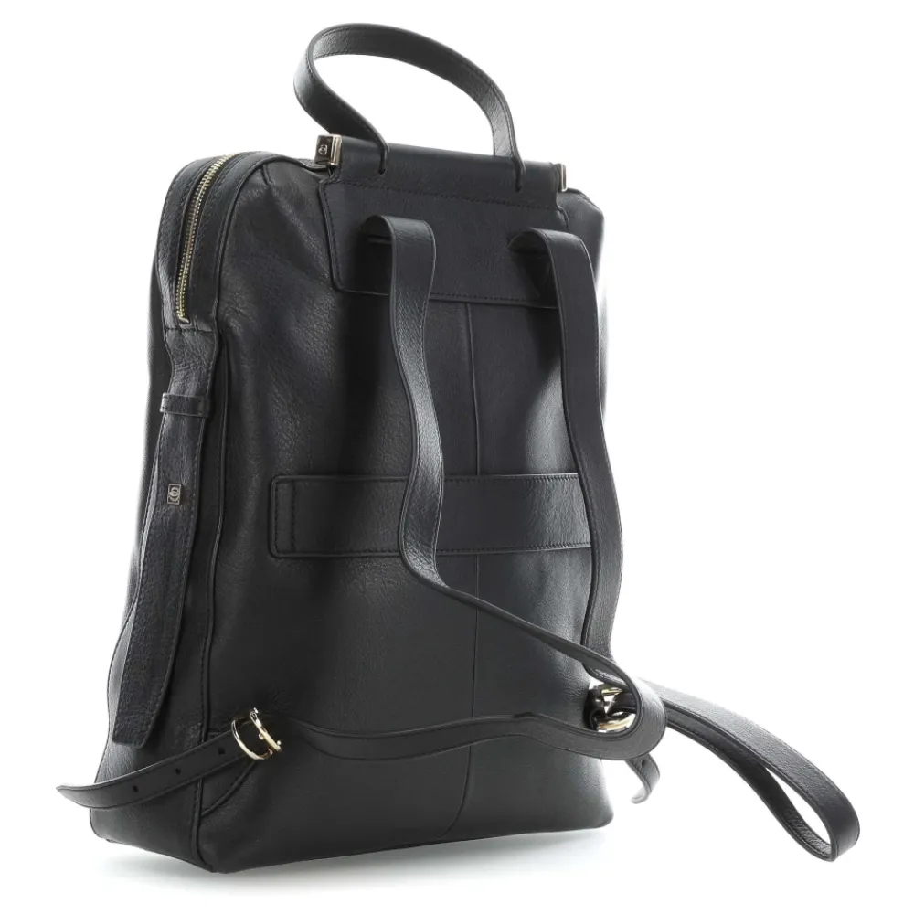 DAMES Piquadro e leren laptoptas met voorvak met rits