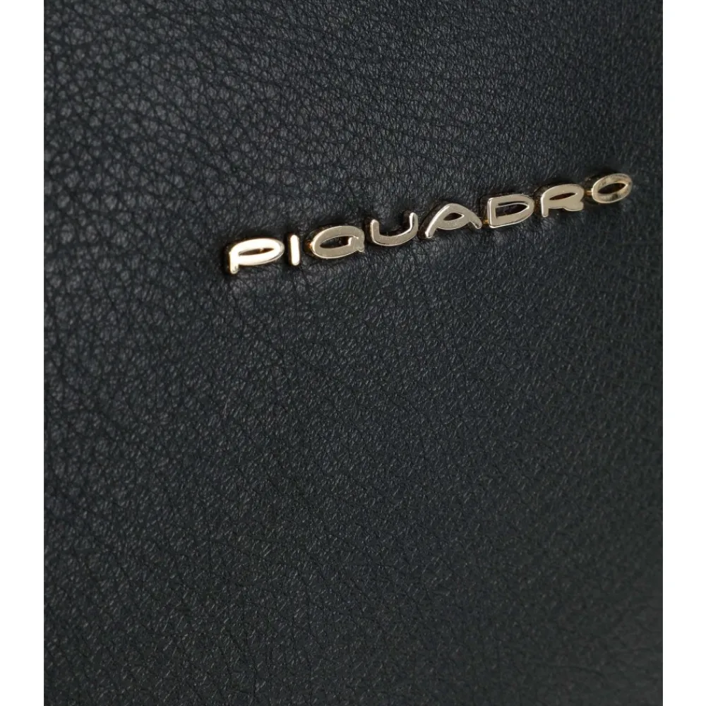 DAMES Piquadro e leren laptoptas met voorvak met rits