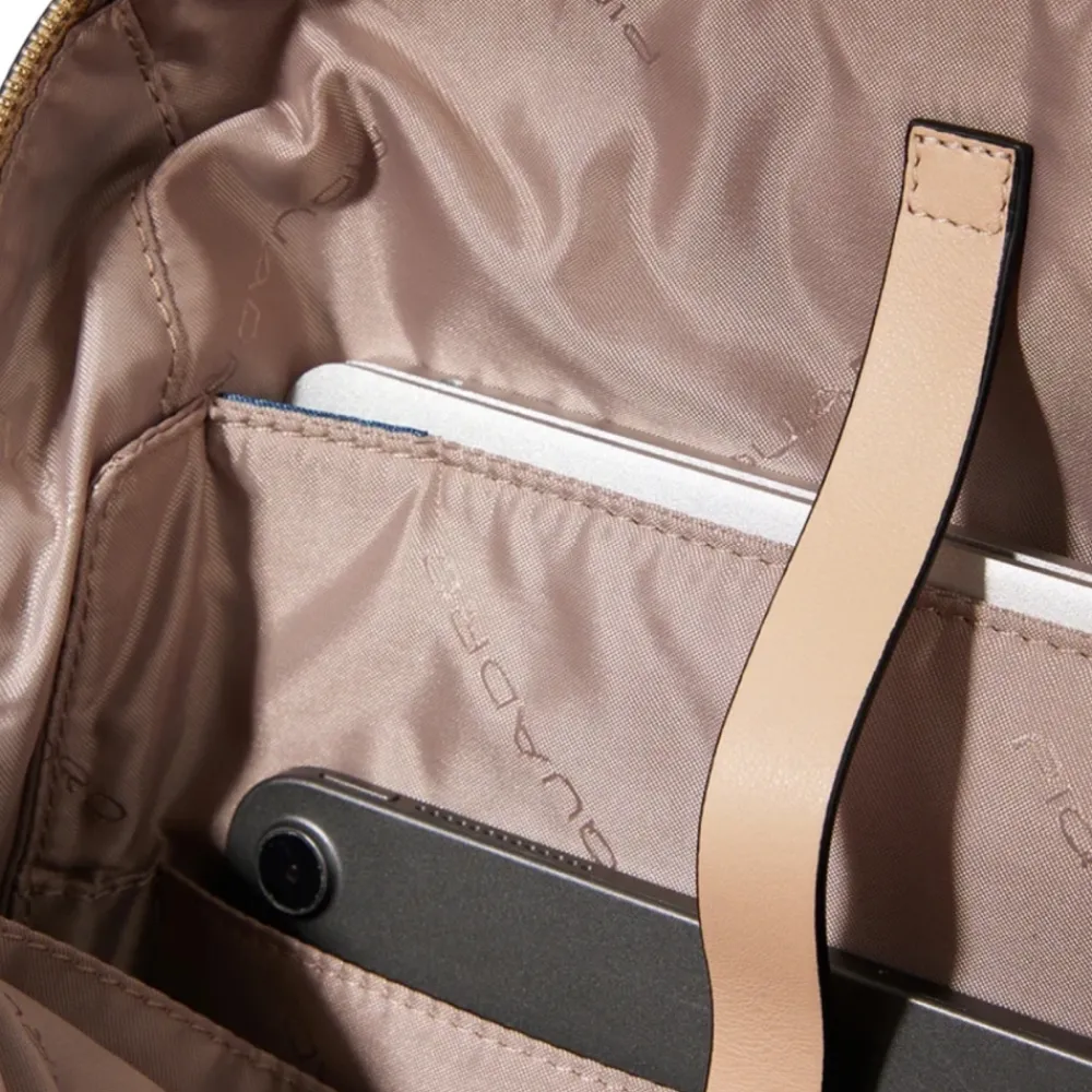 DAMES Piquadro e leren laptoptas met voorvak met rits