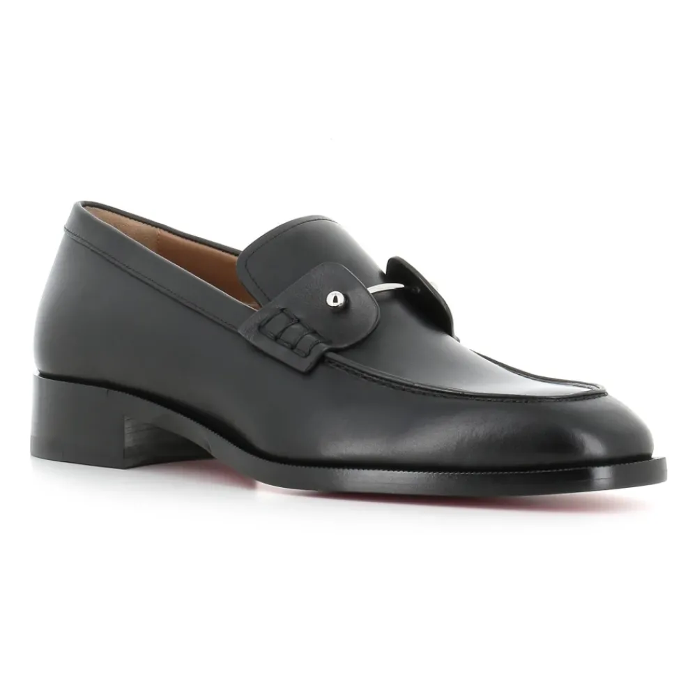 Heren Christian Louboutin e Leren Mocassin met Zilveren Speld