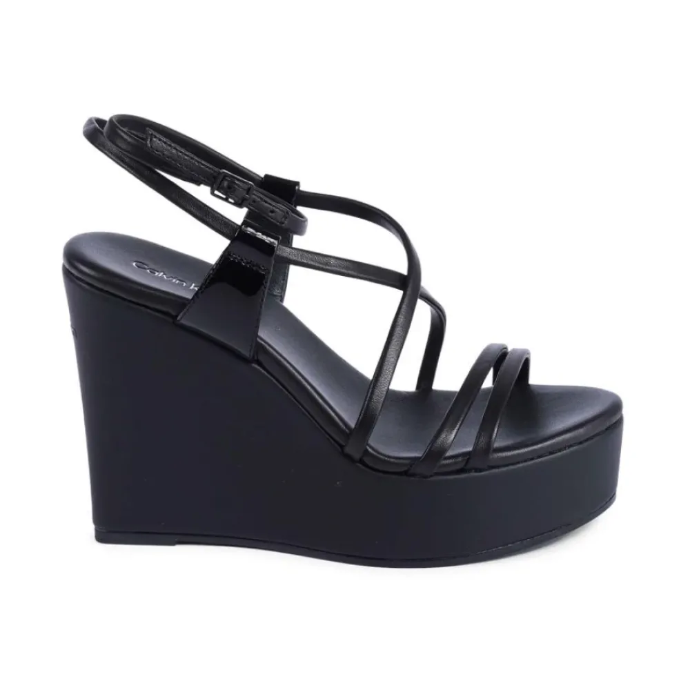 DAMES Calvin Klein Sleehakken^e Leren Plateau Sleehak Sandalen