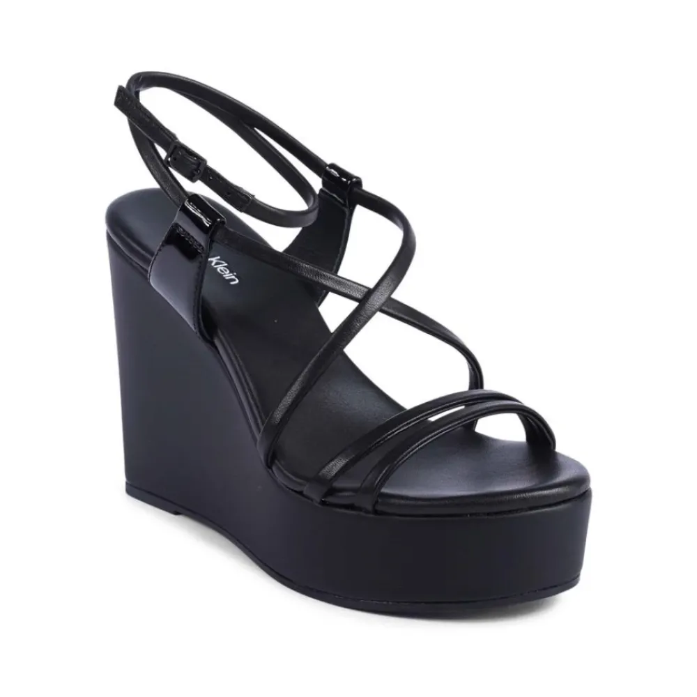 DAMES Calvin Klein Sleehakken^e Leren Plateau Sleehak Sandalen