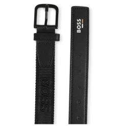 Hugo Riemen En Bretels^e leren riem met jacquardlogo