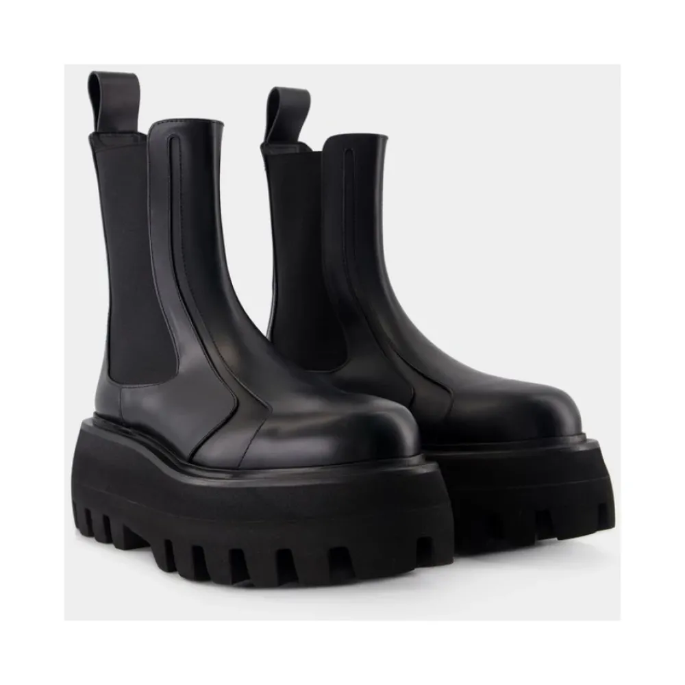 DAMES Alexander McQueen e Leren Rubberen Laarzen Slip-On