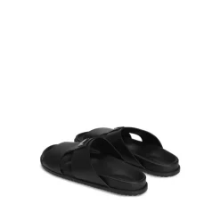Heren Dolce & Gabbana Slippers^e Leren Sandalen Platte Rubberen Zool