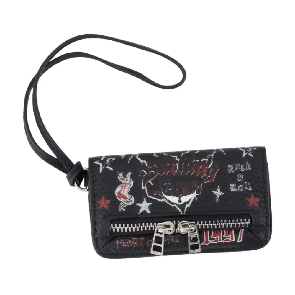 DAMES Zadig & Voltaire e Leren Sleutelhanger Portemonnee Op Ketting