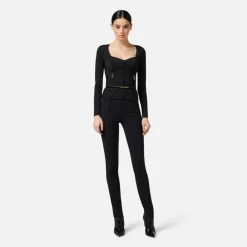 DAMES Elisabetta Franchi Broeken^e lichtgewicht kreukvrije aansluitende broek