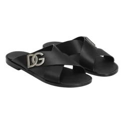 Heren Dolce & Gabbana e Logo Kalfsleren Sandalen