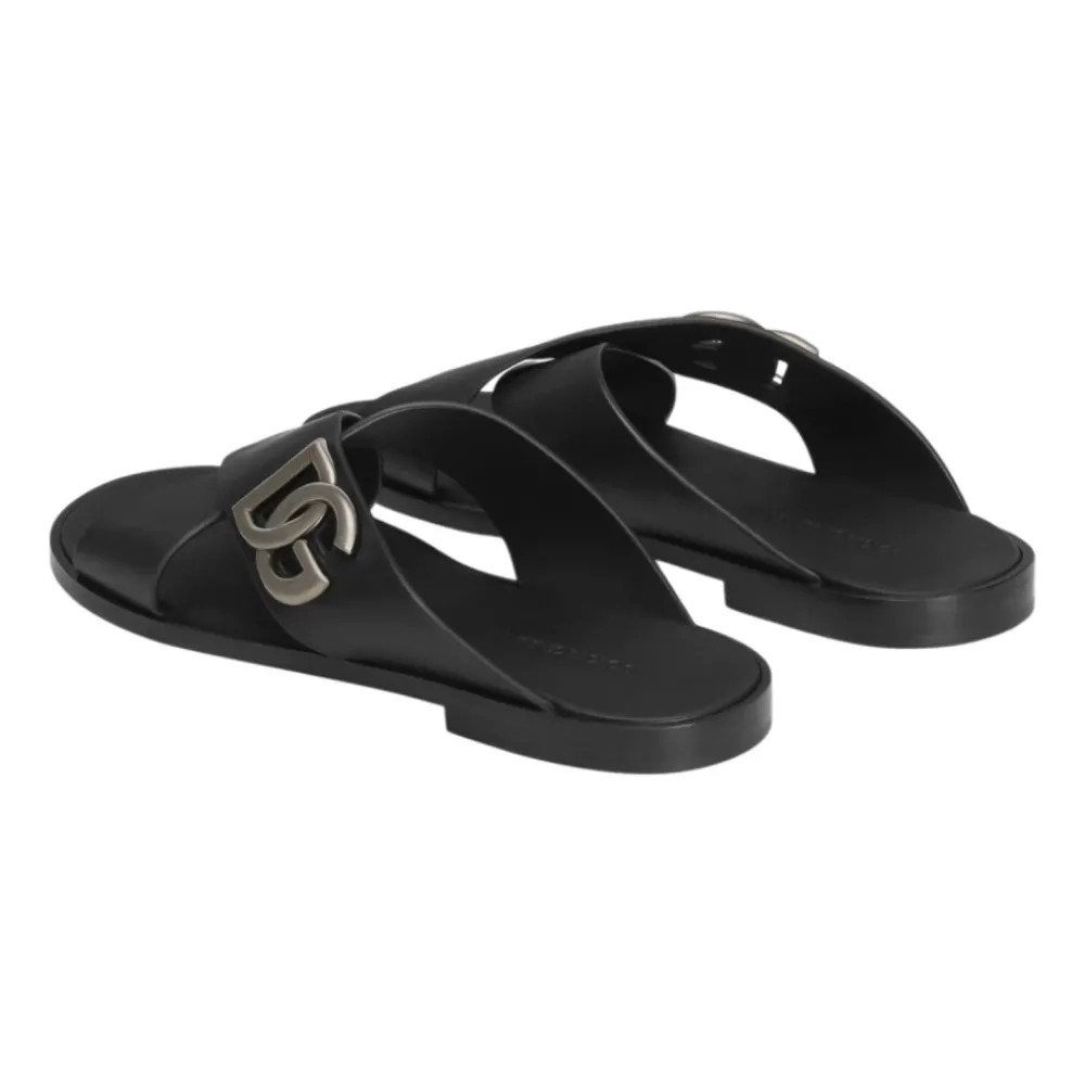 Heren Dolce & Gabbana e Logo Kalfsleren Sandalen