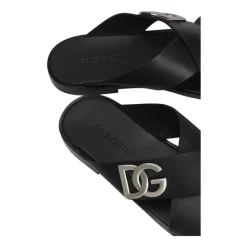 Heren Dolce & Gabbana e Logo Kalfsleren Sandalen
