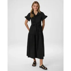 DAMES Neo Noir Jurken^e Poplin Jurk met Ruches