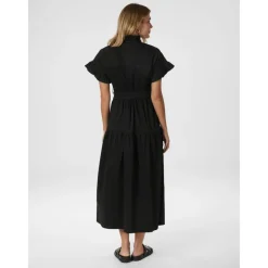 DAMES Neo Noir Jurken^e Poplin Jurk met Ruches