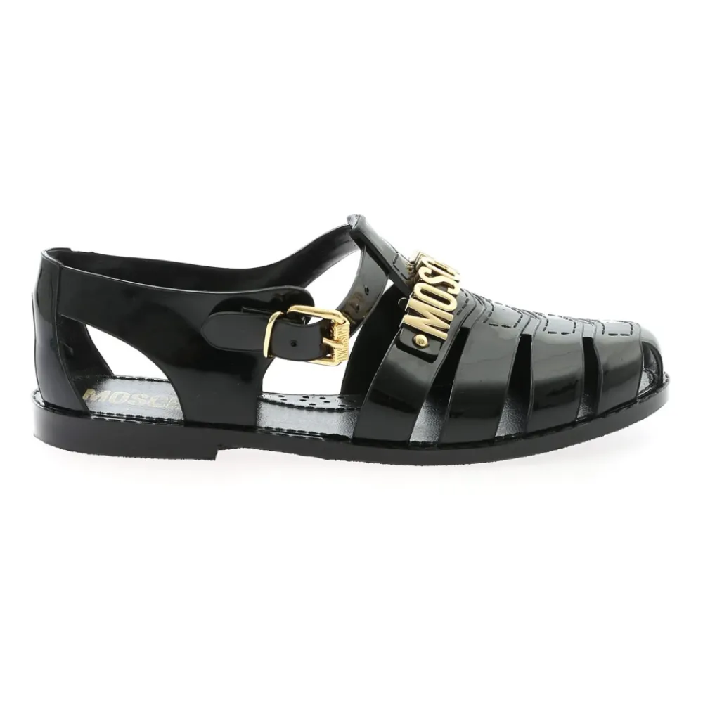Heren Moschino e rubberen strandsandalen met gouden logo
