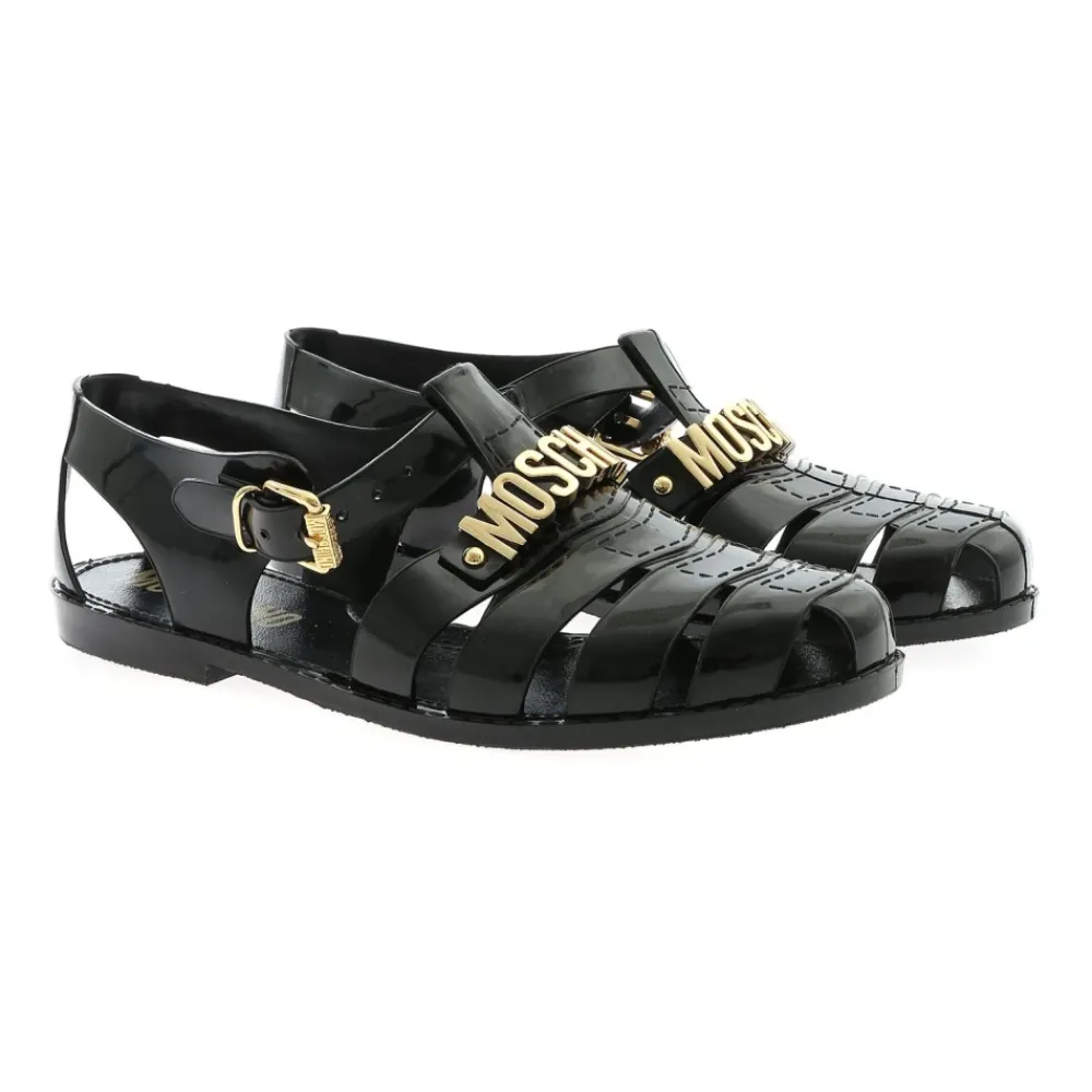 Heren Moschino e rubberen strandsandalen met gouden logo