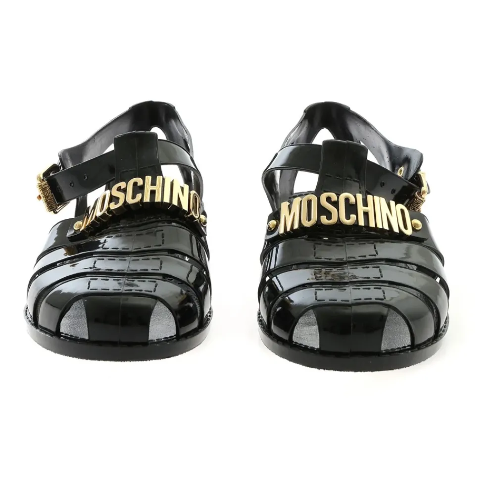 Heren Moschino e rubberen strandsandalen met gouden logo