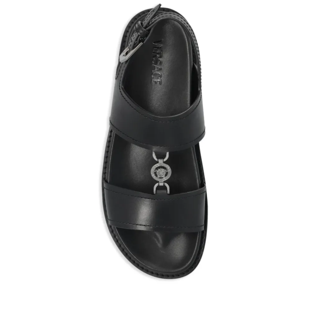 Heren Versace e Sandalen met Gesp en Platte Rubberen Zool