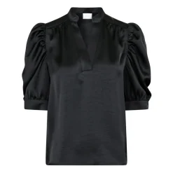 DAMES Neo Noir Blouses^e Satijnen Blouse met Pofmouwen
