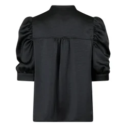 DAMES Neo Noir Blouses^e Satijnen Blouse met Pofmouwen