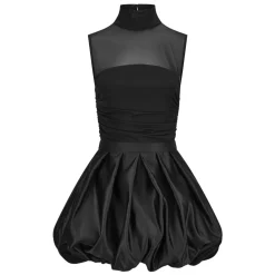 DAMES Nicowa e satijnen jurk met mesh-inzet