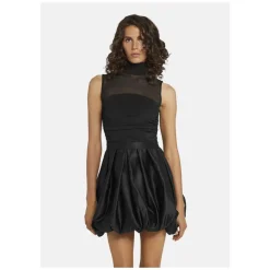 DAMES Nicowa e satijnen jurk met mesh-inzet