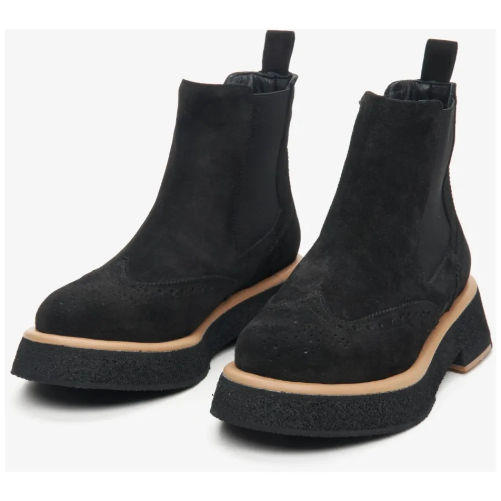 DAMES Estro Chelseaboots^e suède enkellaarsjes met bruine accenten