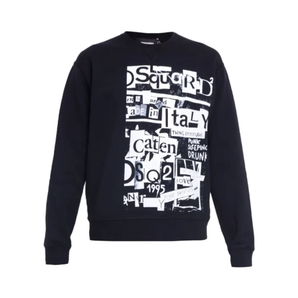 Heren Dsquared2 Zwarte Sweatshirt met Bedrukt Logo