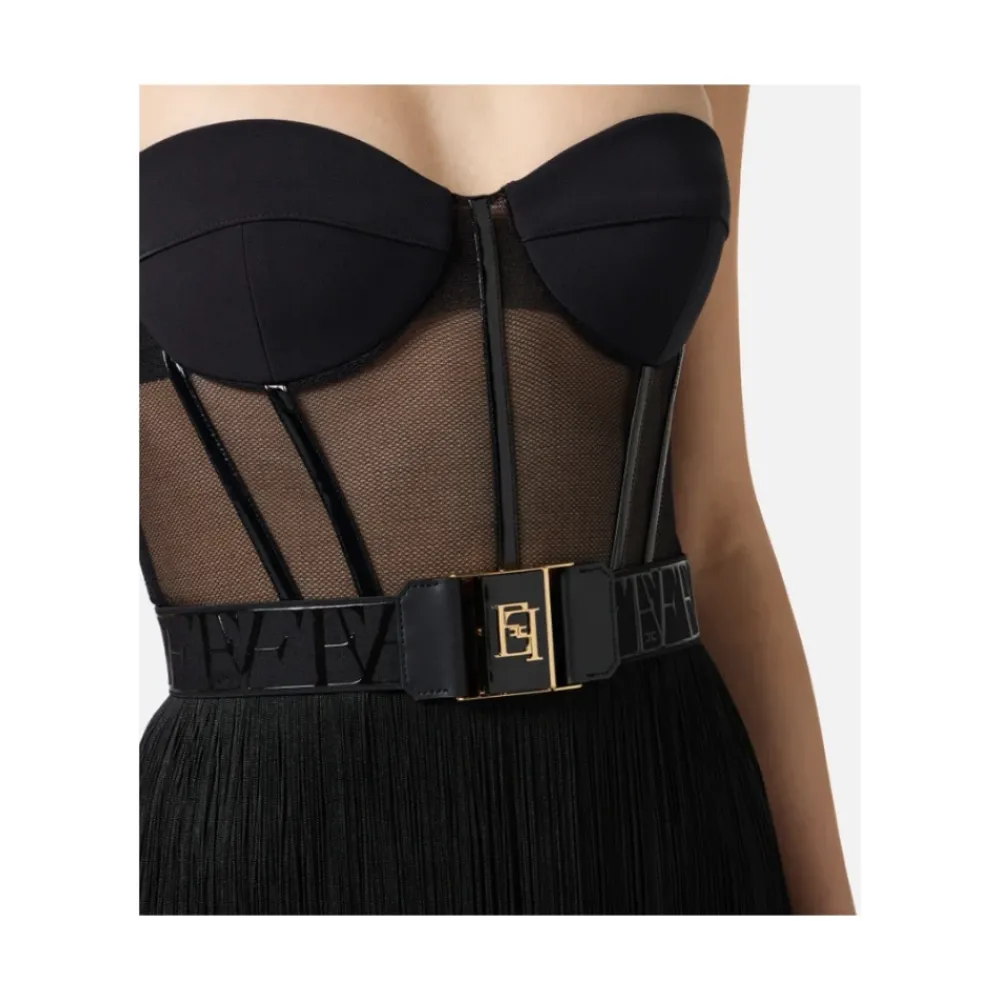 DAMES Elisabetta Franchi Jurken^e Tule Mini Jurk met Franjes