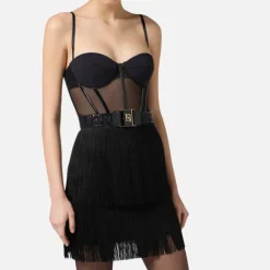 DAMES Elisabetta Franchi Jurken^e Tule Mini Jurk met Franjes