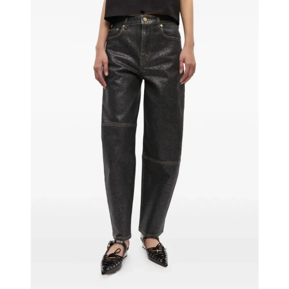 DAMES Ganni e Voorste Knoop Jeans Klassieke Zakken