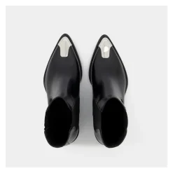 DAMES Alexander McQueen e/Zilveren Leren Boxcar Laarzen